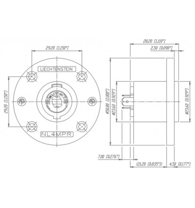 Conector Chasis 4 Polos Neutrik NL4MPR