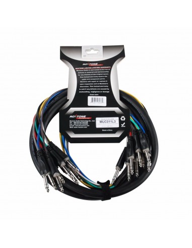 Roxtone MUC011L3 8-Ch Balanceado Serpiente 1/4 Trs Macho a macho TRS 1/4/3 M (9.84 Pies)